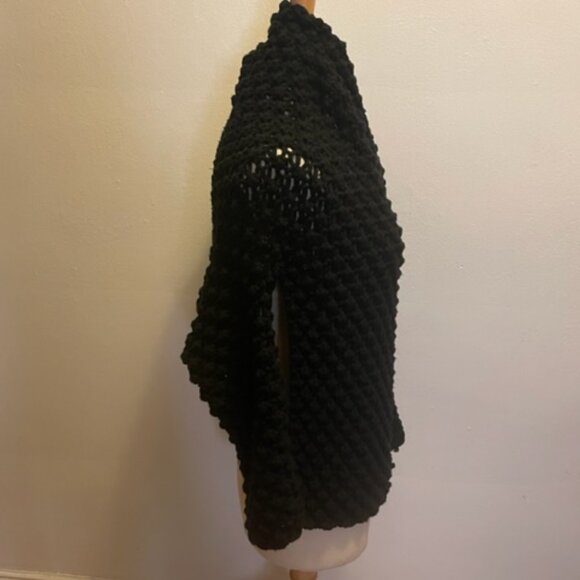 Behnaz Sarafpour popcorn handknit shrug in black wool & cotton - Picture 2 of 9